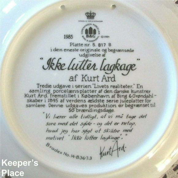 B&G Copenhagen Plate FIRST THINGS FIRST 3rd Issue In Moments Of Truth Kurt Ard - Picture 9 of 10